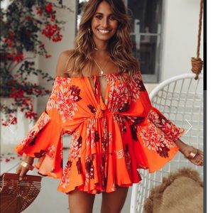 Lulus spring summer orange romper